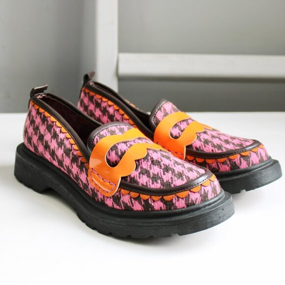 Irregular Choice Shoes - Irregular Choice Pink Black Houndstooth Old Dawg Loafer Flat Shoes EU 39 / US 8